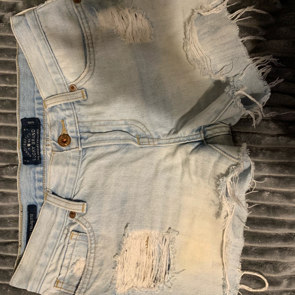 Light wash jean shorts